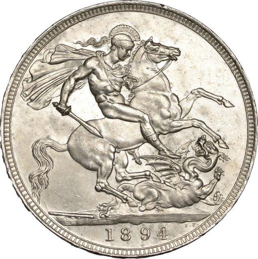 Rewers monety - 1 korona 1894 TB Rant "LVIII" - cena srebrnej monety - Wielka Brytania, Wiktoria