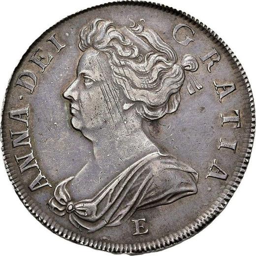 Аверс монеты - 1/2 кроны (Полукрона) 1707 года E "Тип 1707-1714" После объединения - цена серебряной монеты - Великобритания, Анна