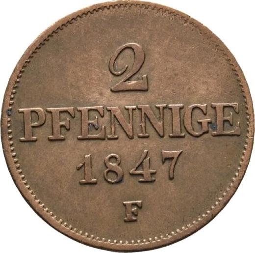Reverse 2 Pfennig 1847 F - Coin Value - Saxony-Albertine, Frederick Augustus II