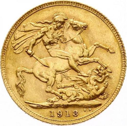 Реверс монеты - Соверен 1913 года P - цена золотой монеты - Австралия, Георг V