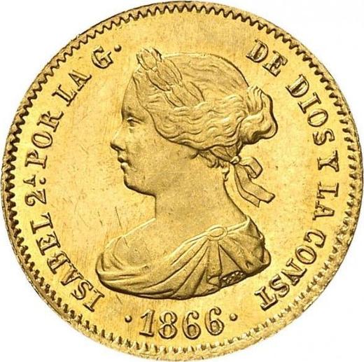 Obverse 4 Escudos 1866 - Gold Coin Value - Spain, Isabella II
