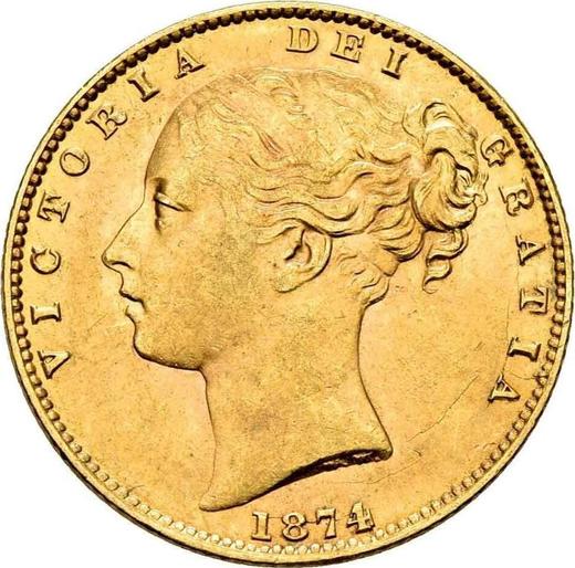 Obverse Sovereign 1874 WW "Shield" - Gold Coin Value - United Kingdom, Victoria