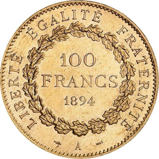 Reverse 100 Francs 1894 A "Type 1878-1914" Paris - Gold Coin Value - France, Third Republic