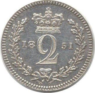 Revers 2 Pence 1851 - Silbermünze Wert - Großbritannien, Victoria