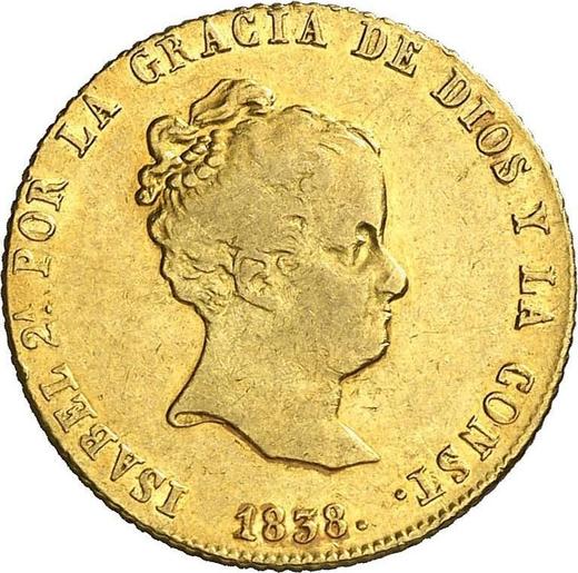 Obverse 80 Reales 1838 S RD - Gold Coin Value - Spain, Isabella II
