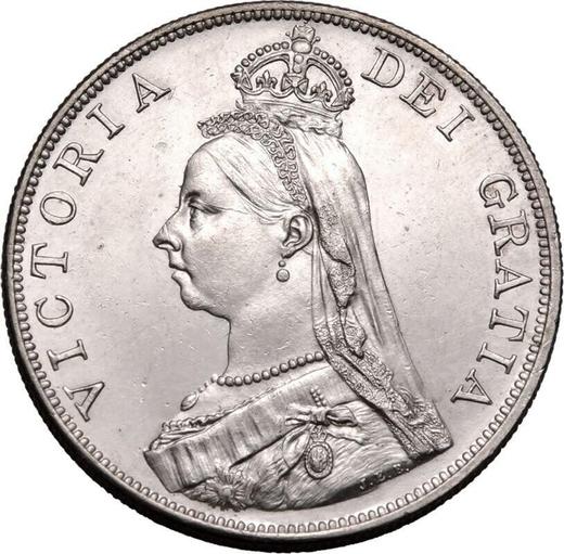 Obverse Double Florin 1890 JEB "Jubilee Head" - Silver Coin Value - United Kingdom, Victoria