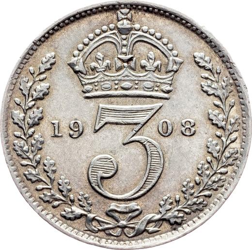 Revers 3 Pence 1908 - Silbermünze Wert - Großbritannien, Eduard VII