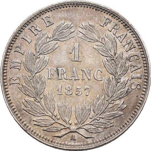 Reverso 1 franco 1857 A "Tipo 1853-1863" - valor de la moneda de plata - Francia, Napoleón III Bonaparte