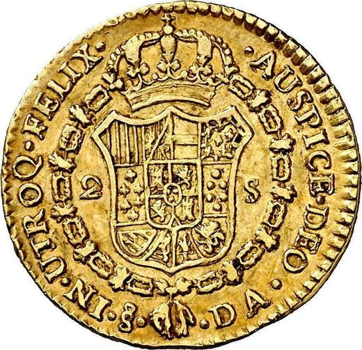Revers 2 Escudos 1789 So DA - Goldmünze Wert - Chile, Karl III