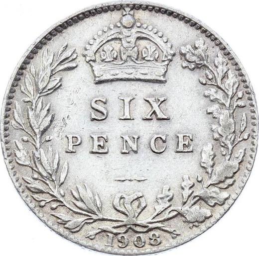 Rewers monety - 6 pensow 1908 - cena srebrnej monety - Wielka Brytania, Edward VII