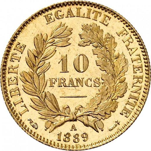 Reverse 10 Francs 1889 A "Type 1878-1899" - Gold Coin Value - France, Third Republic