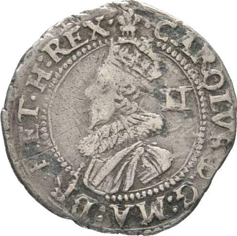 Obverse 2 Pence (Halfgroat) no date (1625-1642) "Third draped bust" Plume above the shield - Silver Coin Value - United Kingdom, Charles I