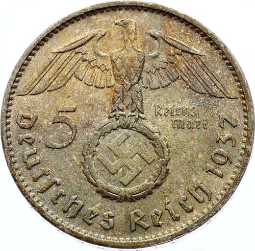 Reverse 5 Reichsmark 1937 E "Type 1936-1939" - Silver Coin Value - Germany, Third Reich