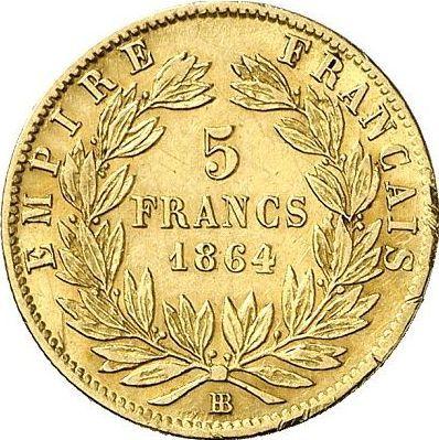 Reverse 5 Francs 1864 BB "Type 1862-1869" - Gold Coin Value - France, Napoleon III