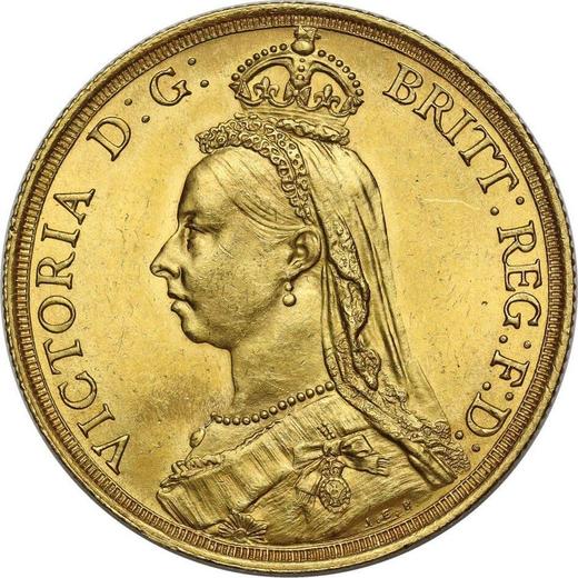 Obverse Two pounds 1887 JEB "Jubilee Head" - Gold Coin Value - United Kingdom, Victoria