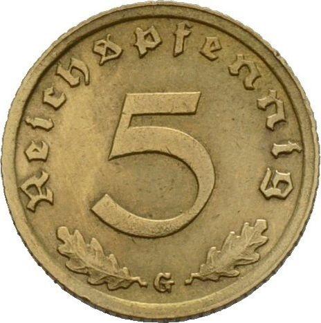 Obverse 5 Reichspfennig 1939 G "Type 1936-1939" -  Coin Value - Germany, Third Reich