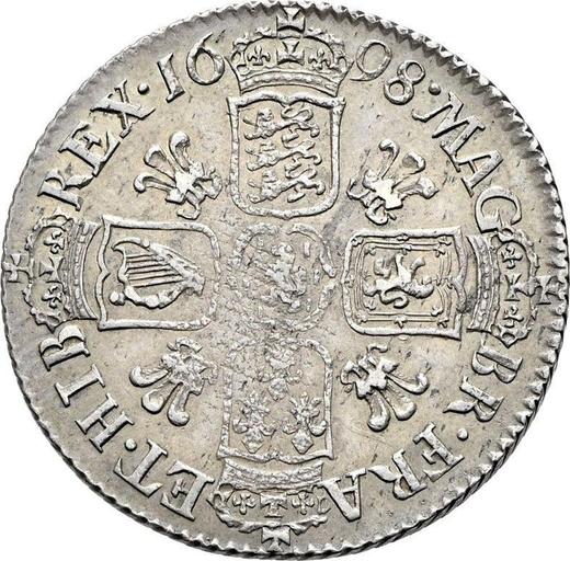 Revers 1 Schilling 1698 "Dritte lorbeerbekrönte Büste" Federn in Winkeln - Silbermünze Wert - Großbritannien, Wilhelm III