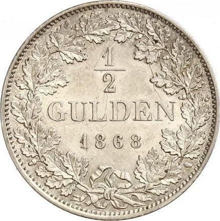 Revers 1/2 Gulden 1868 - Silbermünze Wert - Baden, Friedrich I