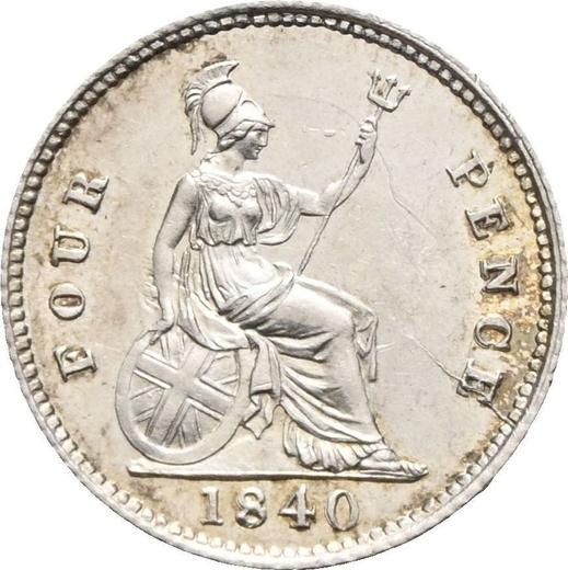 Reverso 4 peniques (Groat) 1840 "Tipo 1837-1862" - valor de la moneda de plata - Gran Bretaña, Victoria