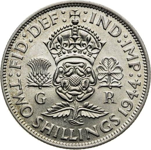 Reverso Florín (2 chelines) 1944 HP - valor de la moneda de plata - Gran Bretaña, Jorge VI