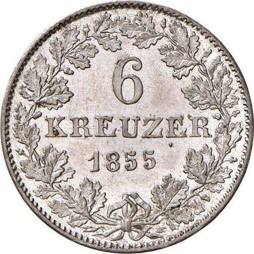 Revers 6 Kreuzer 1855 - Silbermünze Wert - Frankfurt am Main, Freie Stadt