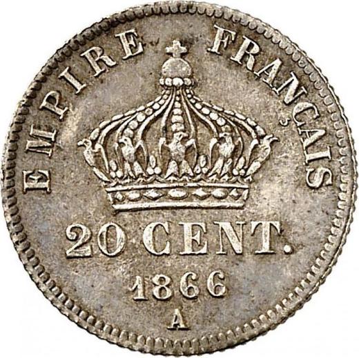 Revers 20 Centime 1866 A "Typ 1864-1866" - Silbermünze Wert - Frankreich, Napoleon III