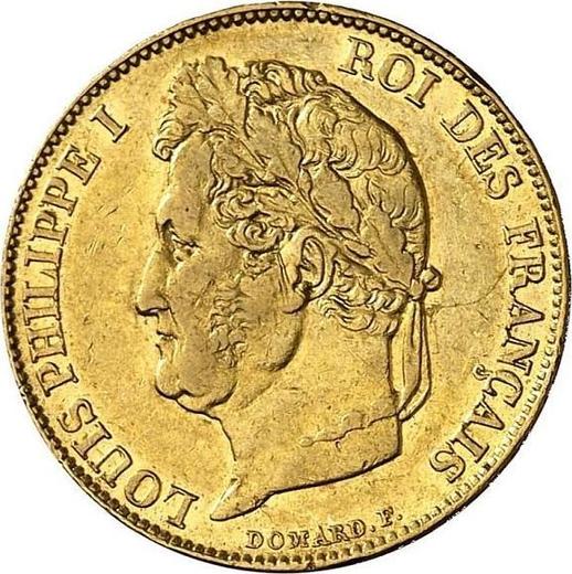 Obverse 20 Francs 1843 W "Type 1832-1848" - Gold Coin Value - France, Louis Philippe I