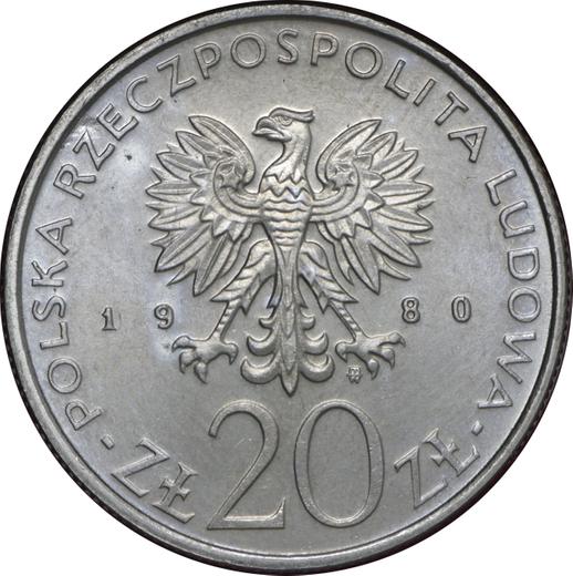 Awers monety - Próba 20 złotych 1980 MW "Powstanie łódzkie 1905 roku" Miedź-nikiel - cena monety - Polska, PRL