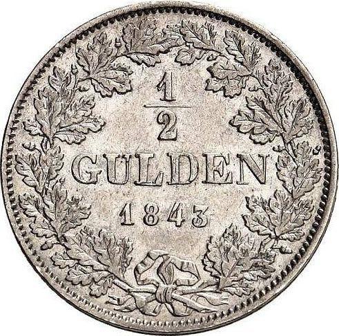 Reverse 1/2 Gulden 1843 D - Silver Coin Value - Hohenzollern-Sigmaringen, Karl