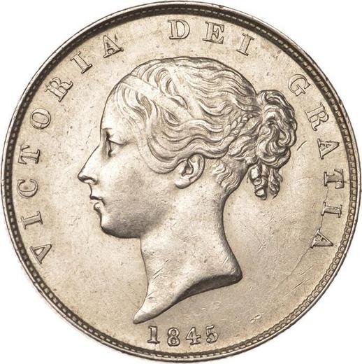 Anverso Media corona 1845 - valor de la moneda de plata - Gran Bretaña, Victoria