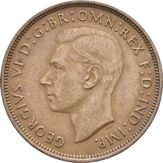Аверс монеты - Пенни 1938 года HP "Тип 1937-1948" - цена  монеты - Великобритания, Георг VI
