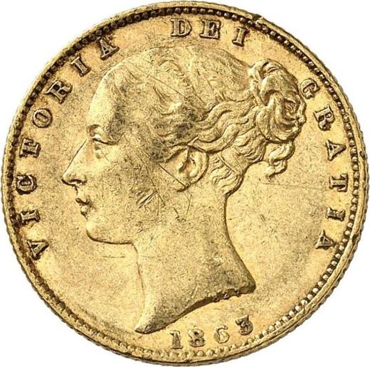 Awers monety - 1 suweren 1863 "Herb" 827 na ucięciu Bez numeru - cena złotej monety - Wielka Brytania, Wiktoria