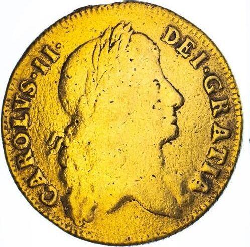 Anverso 2 guineas 1669 "Primer busto laureado" - valor de la moneda de oro - Gran Bretaña, Carlos II