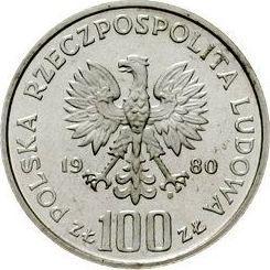 Awers monety - Próba 100 złotych 1980 MW "Głuszec" Srebro - cena srebrnej monety - Polska, PRL