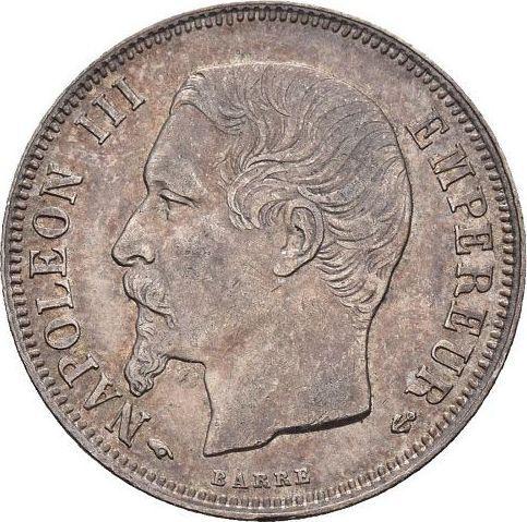Anverso 1 franco 1857 A "Tipo 1853-1863" - valor de la moneda de plata - Francia, Napoleón III Bonaparte