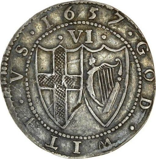 Reverse Sixpence 1657 - Silver Coin Value - United Kingdom, Commonwealth