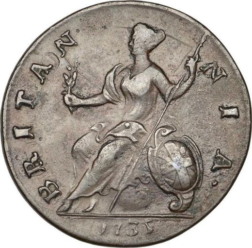 Reverse Halfpenny 1735 "Young Head" -  Coin Value - United Kingdom, George II