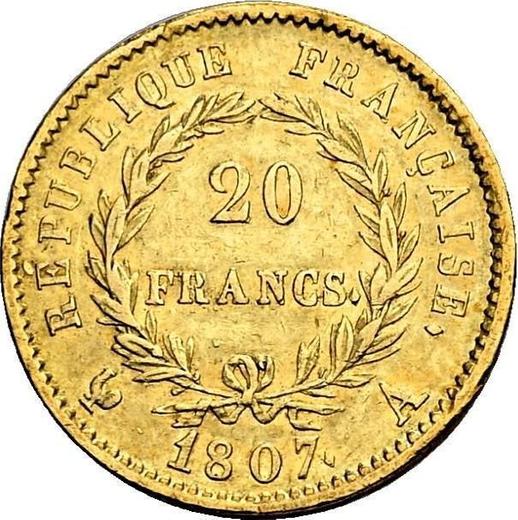 Reverse 20 Francs 1807 A "Type 1807-1808" - Gold Coin Value - France, Napoleon I