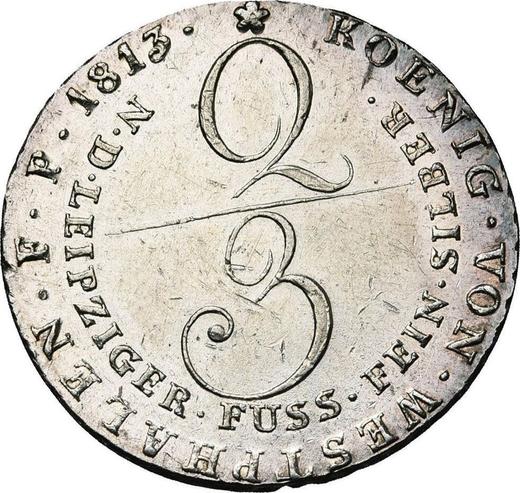 Reverse 2/3 Thaler 1813 C - Silver Coin Value - Westphalia, Jérôme Napoléon