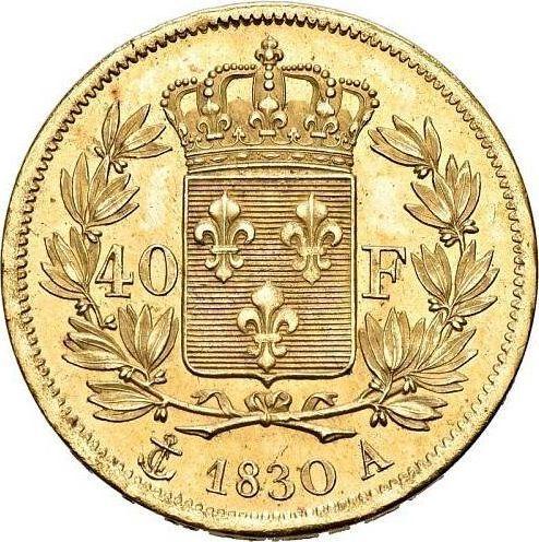 Reverso 40 francos 1830 A "Tipo 1824-1830" - valor de la moneda de oro - Francia, Carlos X