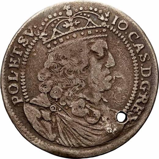 Obverse 6 Groszy (Szostak) 1658 TLB "Bust in a circle frame" Date under coats of arms - Silver Coin Value - Poland, John II Casimir