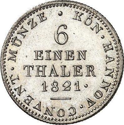 Reverse 1/6 Thaler 1821 B - Silver Coin Value - Hanover, George IV