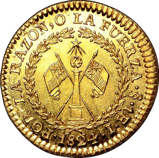 Reverso 1 escudo 1824 So I - valor de la moneda de oro - Chile, República