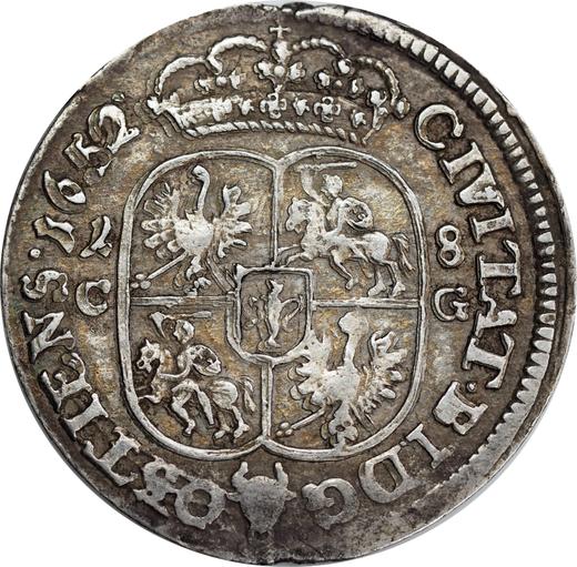 Reverse Ort (18 Groszy) 1652 CG "Type 1651-1652" - Silver Coin Value - Poland, John II Casimir