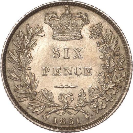Reverse Sixpence 1851 - Silver Coin Value - United Kingdom, Victoria