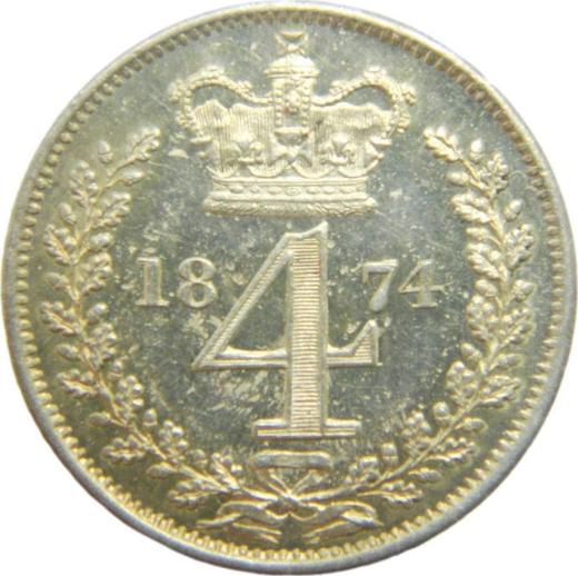 Reverse Fourpence (Groat) 1874 - Silver Coin Value - United Kingdom, Victoria