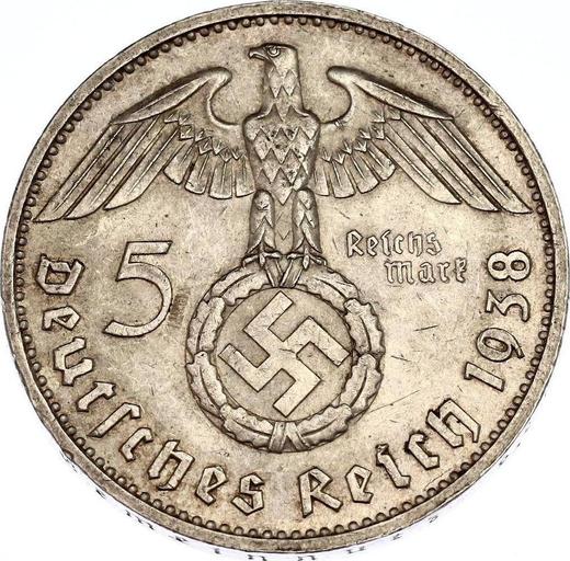Reverse 5 Reichsmark 1938 G "Type 1936-1939" - Silver Coin Value - Germany, Third Reich