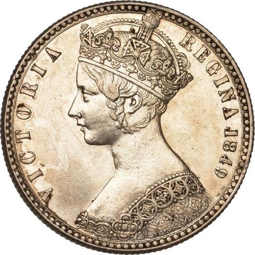 Avers 2 Schilling (Florin) 1849 WW "Gottlos" - Silbermünze Wert - Großbritannien, Victoria