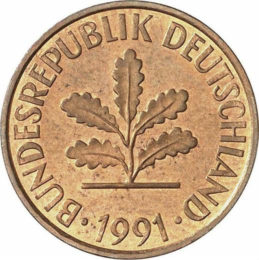 Reverse 2 Pfennig 1991 J - Coin Value - Germany, FRG
