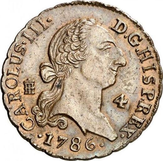 Obverse 4 Maravedís 1786 - Coin Value - Spain, Charles III